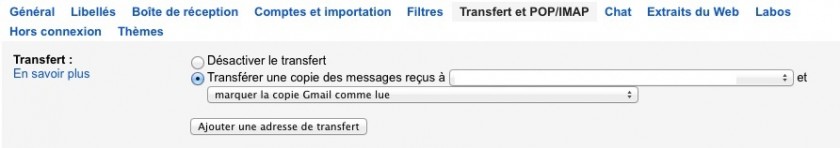 Aller dans le menu de transfert et ajouter comme adresse de transfert le compte Microsoft de l'étape précédente